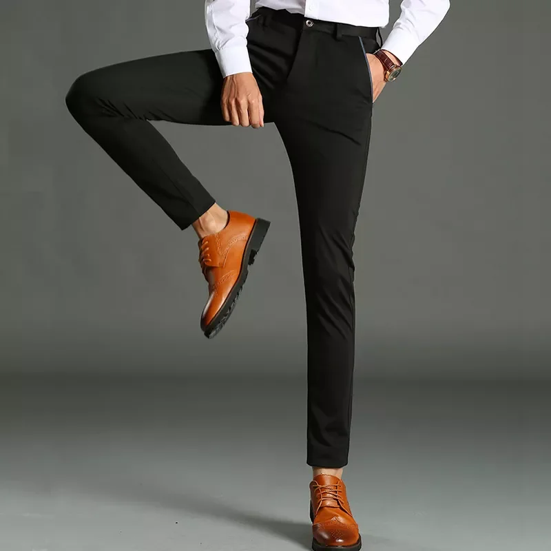 

Business Fashion Knitting Elasticity Slim Thick Trousers Male Brand Clothes Winter Men Warm Casual Pants