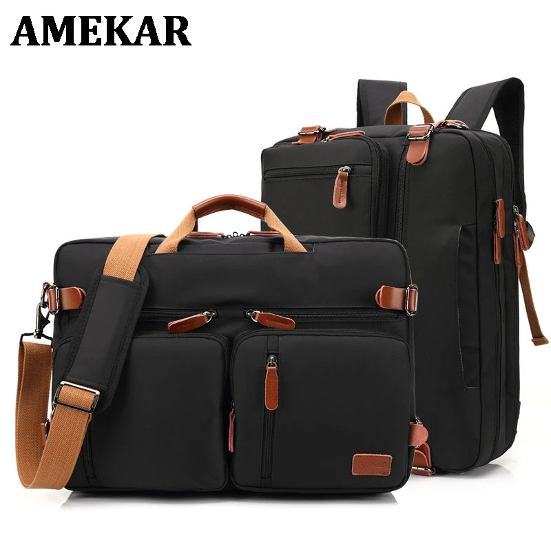 

17 Inch Convertible Multifunctional Briefcase Men Business Handbag Messenger Bag Casual Travel Bags for Male Big Nylon