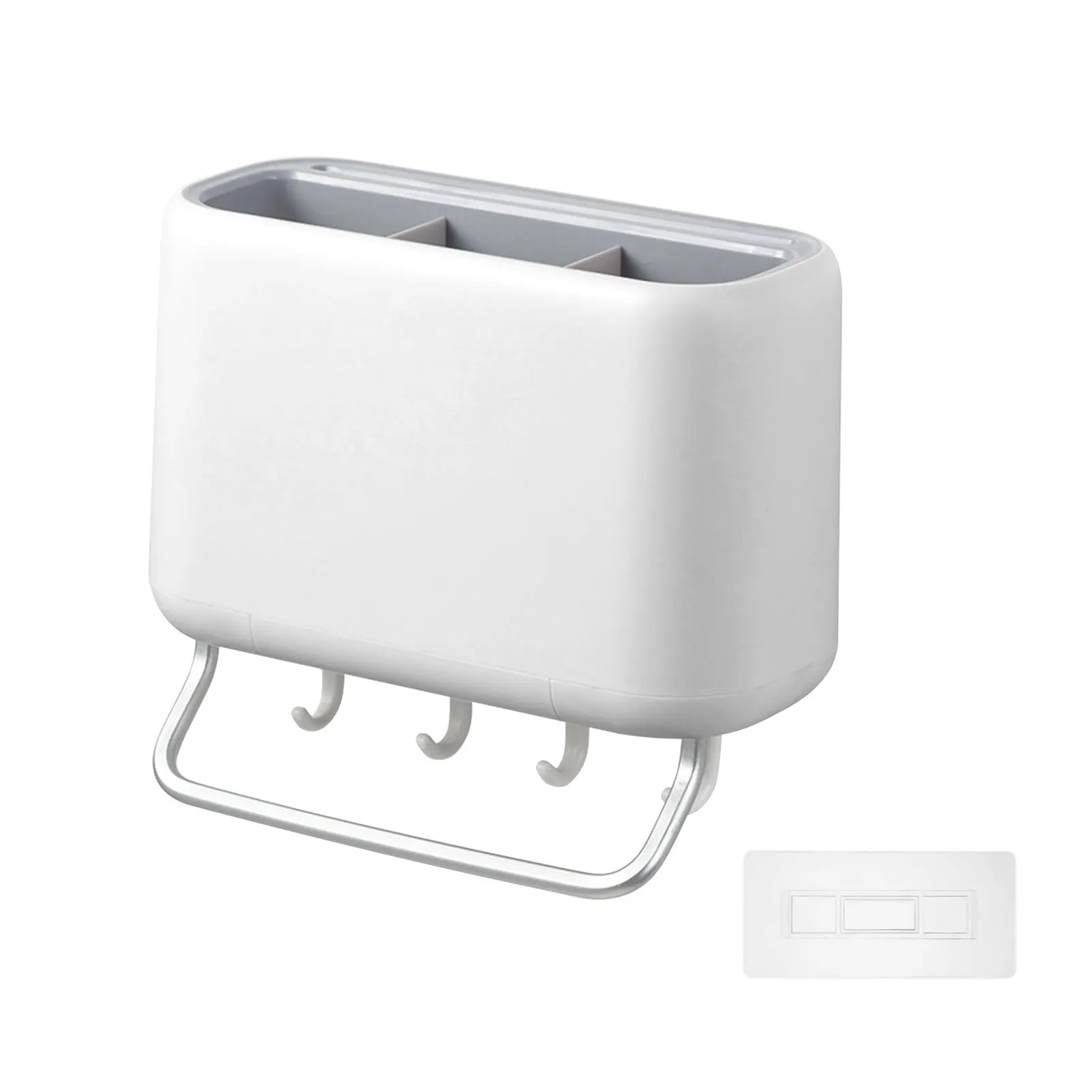 

Hanging Wall Mount Multifunctional Home Kitchen Utensil Holder Drying Storage With Hooks Towel Rack Space Saving Flatware Slot