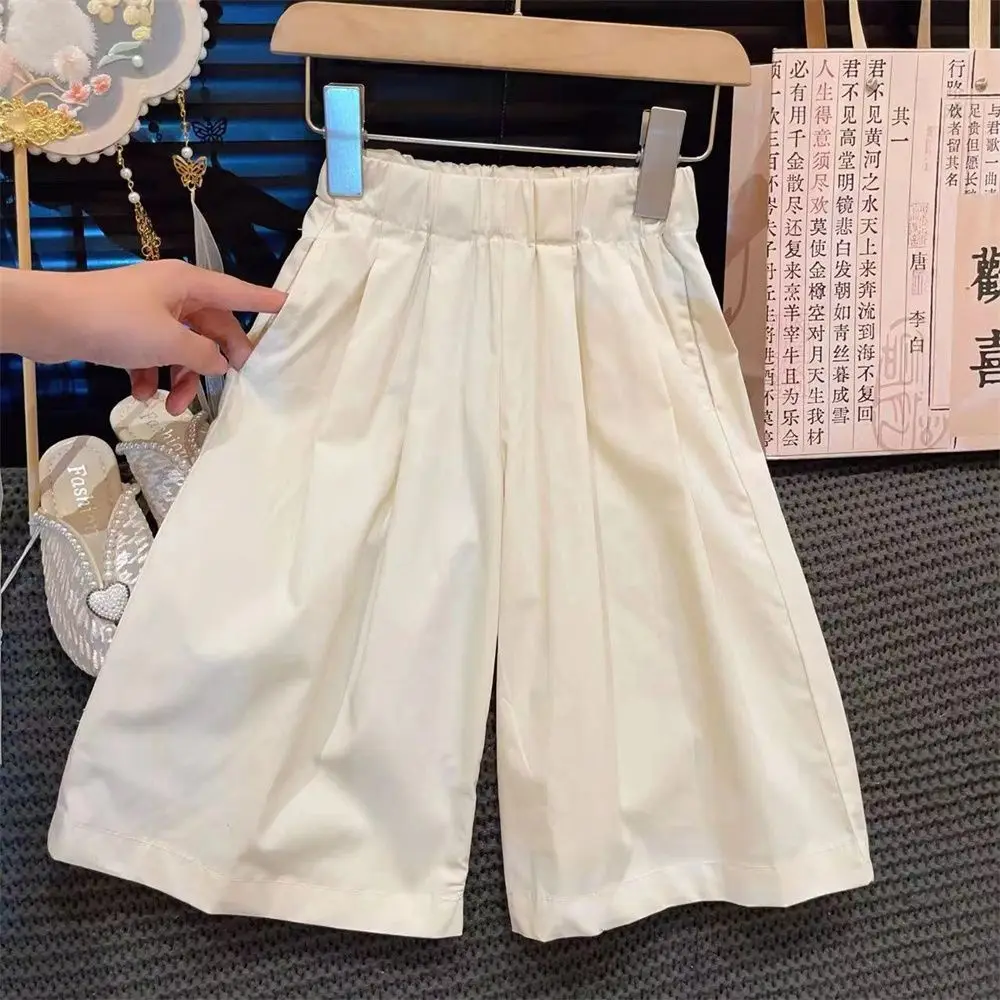 Блузка с вышивкой и брюки широкими штанинами для девочек Новинка лета 2024