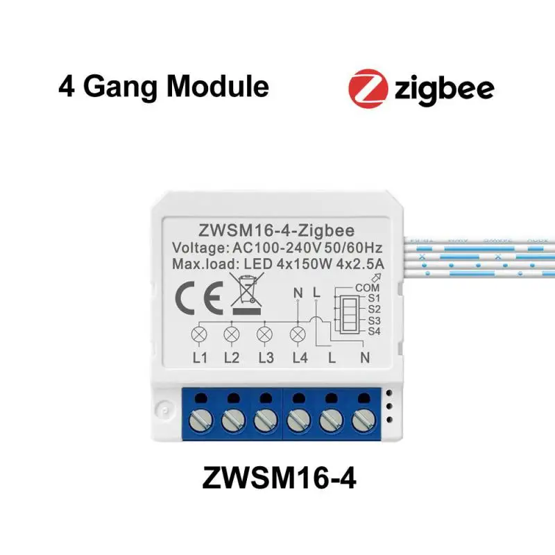 

Tuya ZigBee Smart Switch 1/2/3/4 Gang Double-control On-off Module Remote Control Smart Circuit Breaker For Alexa Google Home