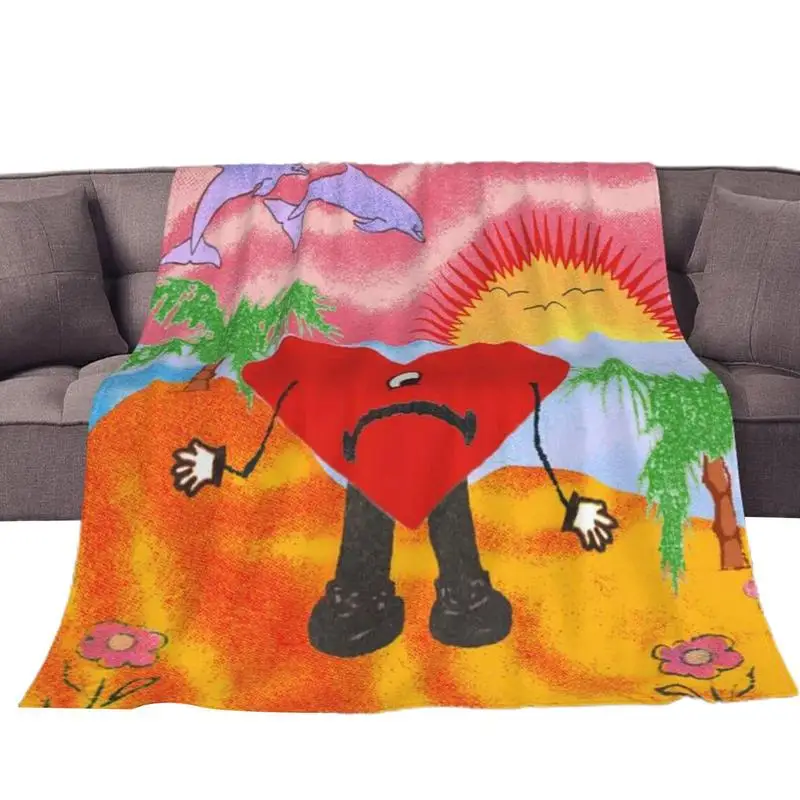 

Музыкальный художественный плохой милый кролик ультра-Мягкое микро Флисовое одеяло диванчик теплый ворс цветы для пикника путешествия мяг...