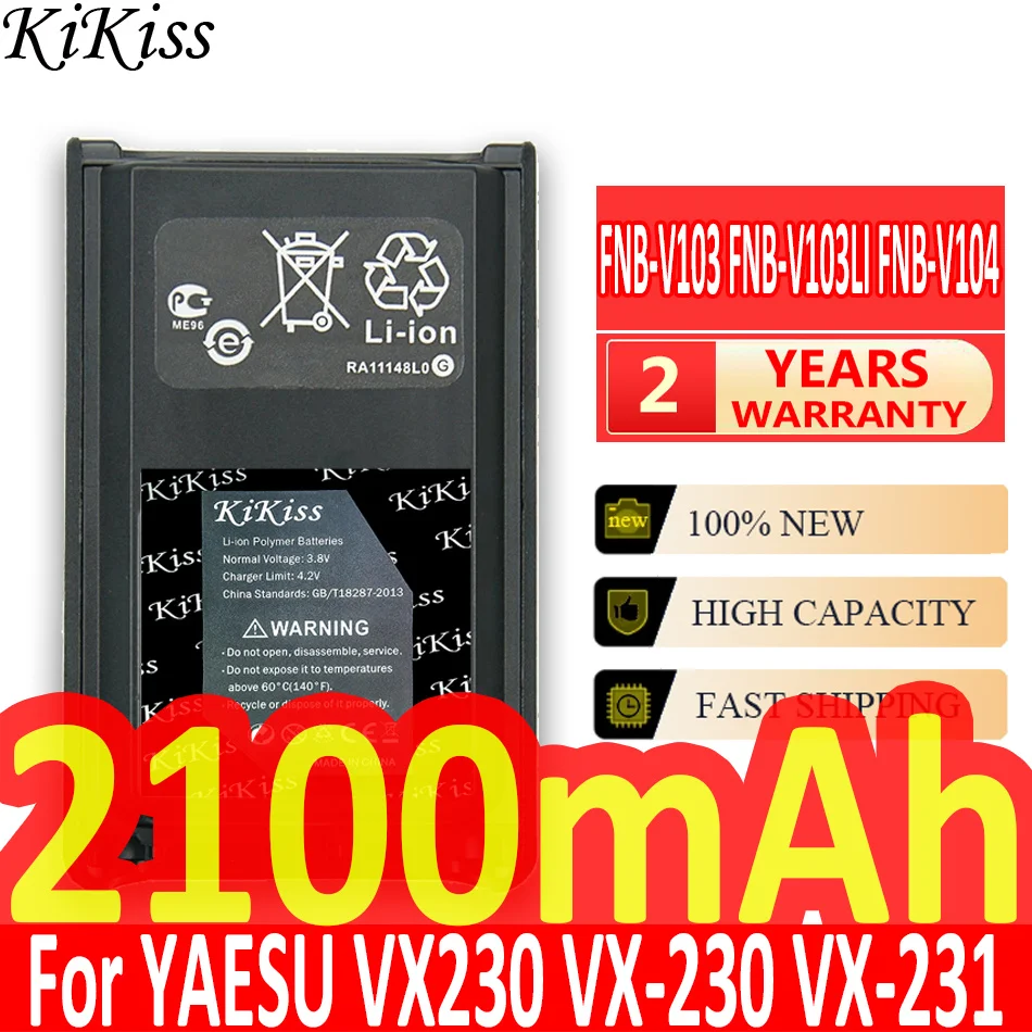 

2100mAh KiKiss Powerful Battery FNB-V103 FNB-V103LI FNB-V104 for YAESU VX230 VX-230 VX-231 VX228 VX-228 VX231 Two-Way Radio