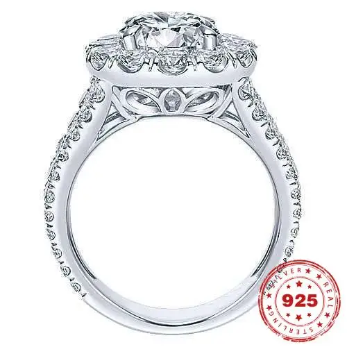 

100% Настоящее Серебро S925 пробы цвет моиссанит кольцо для женщин Anillos Bizuteria обручальные драгоценные камни S925 серебряные ювелирные изделия кол...