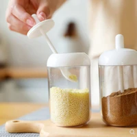seasoning jar with spoon and lid salt sugar spice seasoning box household household kitchen useful castor dropshipping