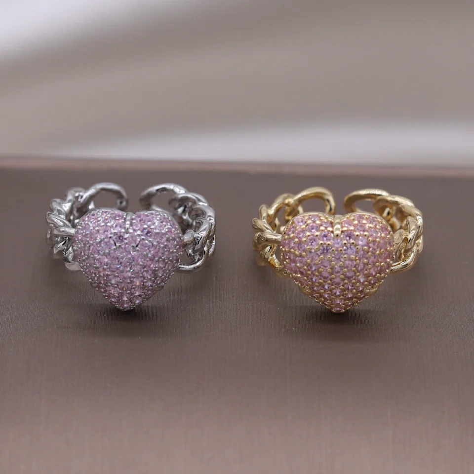 

RAKOL Heart Shaped Rings for Women 2022 New Fashion Cubic Zirconia Open Adjustable Ring Valentines Day Party Jewelry Accessories