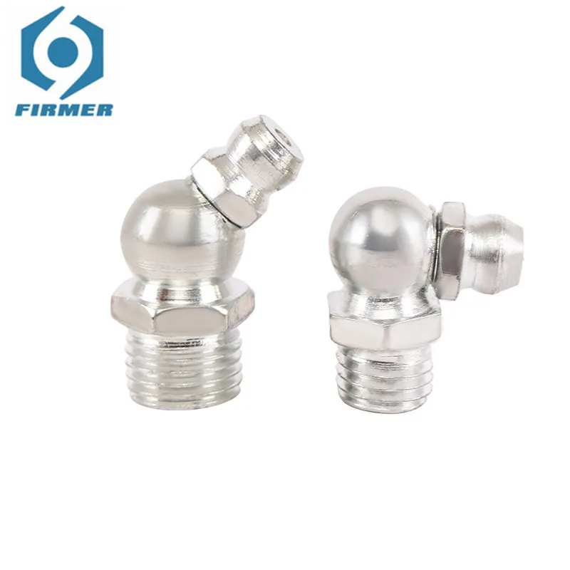 

50 Pcs Iron Nickel-plated Material Iron Curved Oil Nozzle 45 Degrees M6M8M10 High Hardness Corrosion Resistance No Pollution