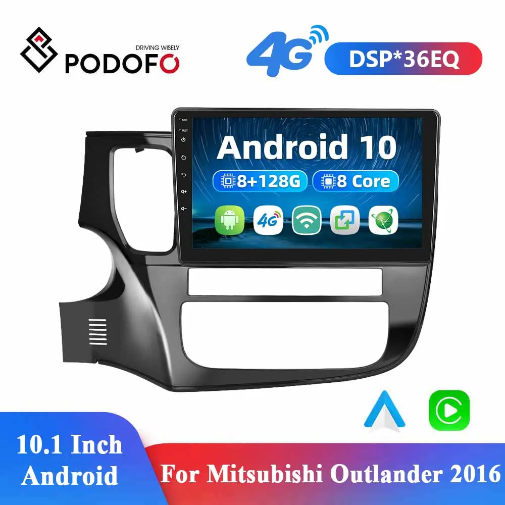 

Podofo 10.1" 4G+WIFI Carplay 2din Android 10.0 Car Radio GPS Navigation Multimidia Video Player For Mitsubishi Outlander 2016
