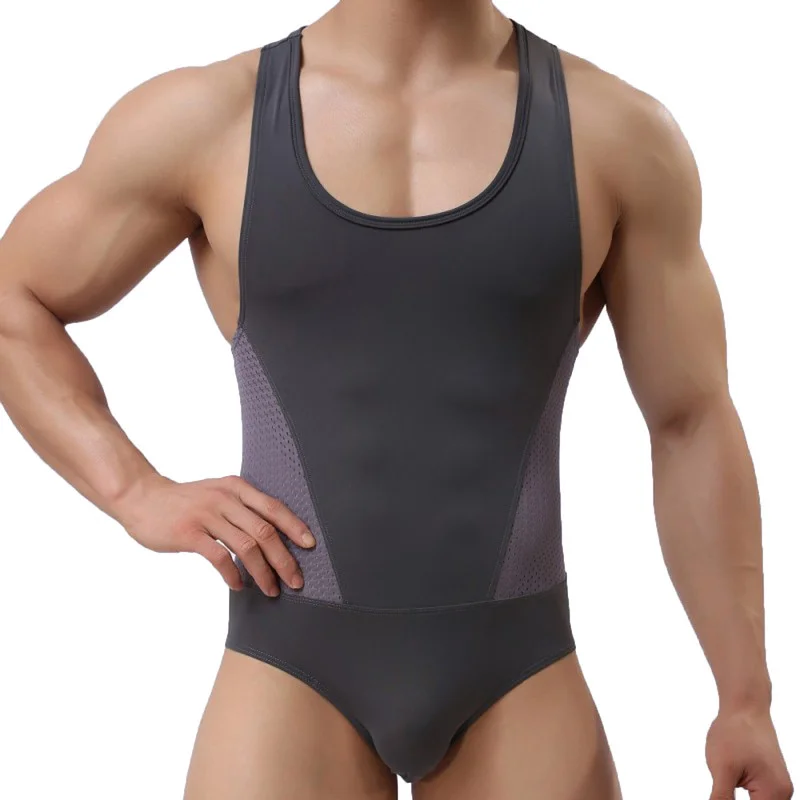 YUFEIDA Leotard Singlet Bodysuits Men High Elasticity One-piece Shapers Men's Slim Corrective Body Building Jumpsuits Undershirt
