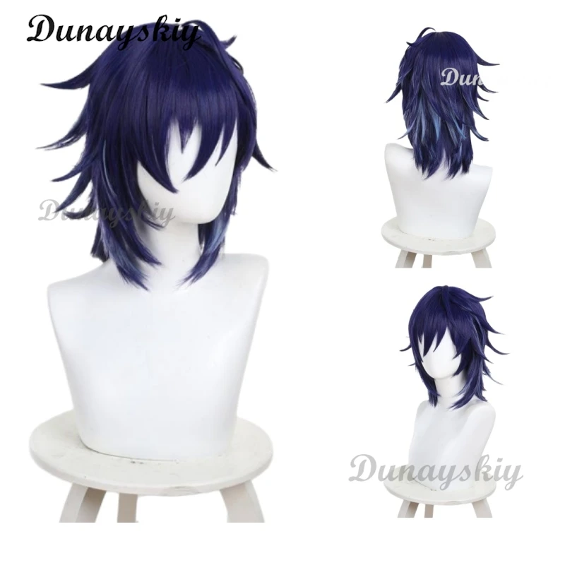 Парик для косплея Genshin Impact Ororon парик игры темно-синие короткие волосы Natlan
