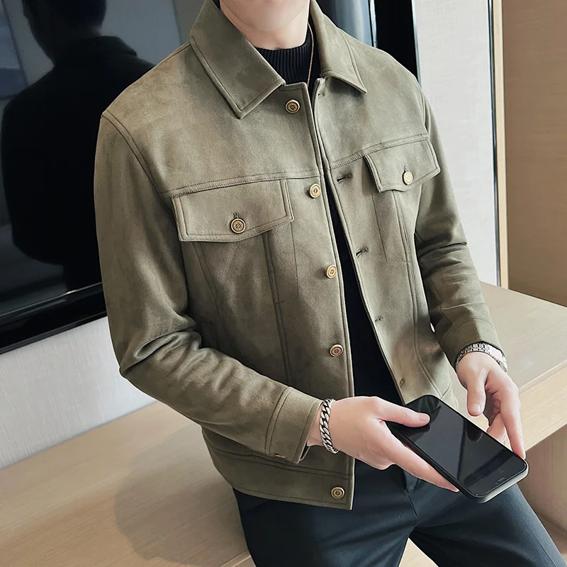 Autumn Winter Thicken Warm Suede Men's Jackets Vintage Bomber Slim Fit Casual Business Coat Social Party Outwear Streetwear 2022