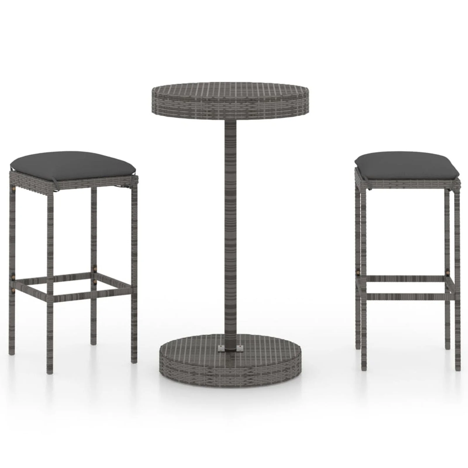 

3 Piece Garden Bar Set with Cushions Poly Rattan Gray