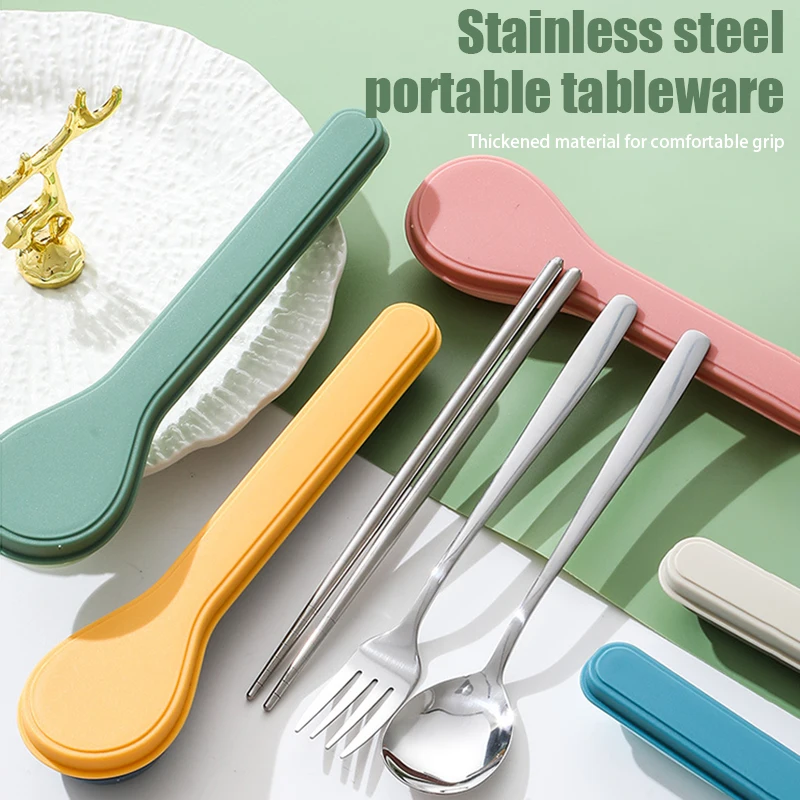 Набор столовых приборов из 4 предметов с коробкой нержавеющей стали