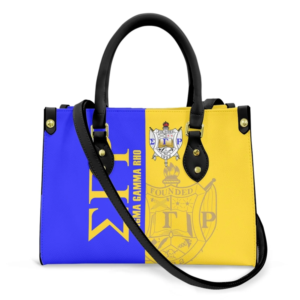 

Custom Design Women Hand Bag Sigma Gamma Rho Pattern Handbags Evening Leather PU Tote Bags Traveling Shop Cross Bags for Women