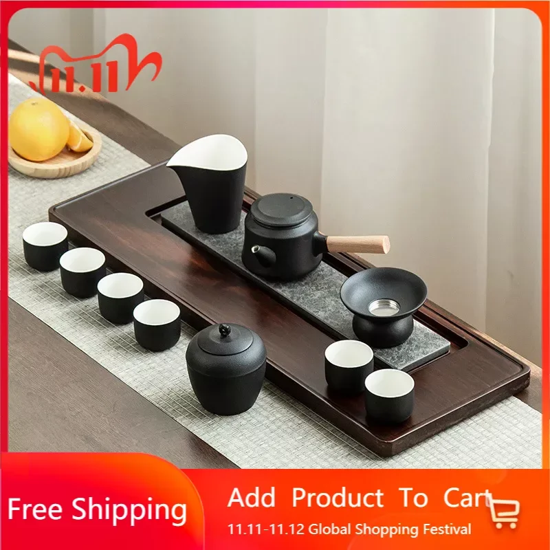 

Rectangular Tea Trays Simple Solid Wood Chinese Household Retro Water Storage Tray Decorative Plateau Decoratif Service Trays