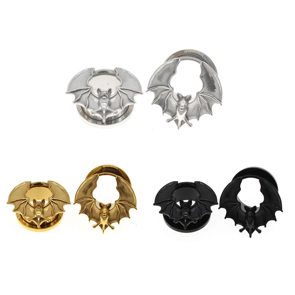 

Leosoxs 1 Pair Stainless Steel Bat Ear Plugs and Tunnels Ear Gauges Screw Ear Expanders 8-16mm Body Piercing Jewelry New