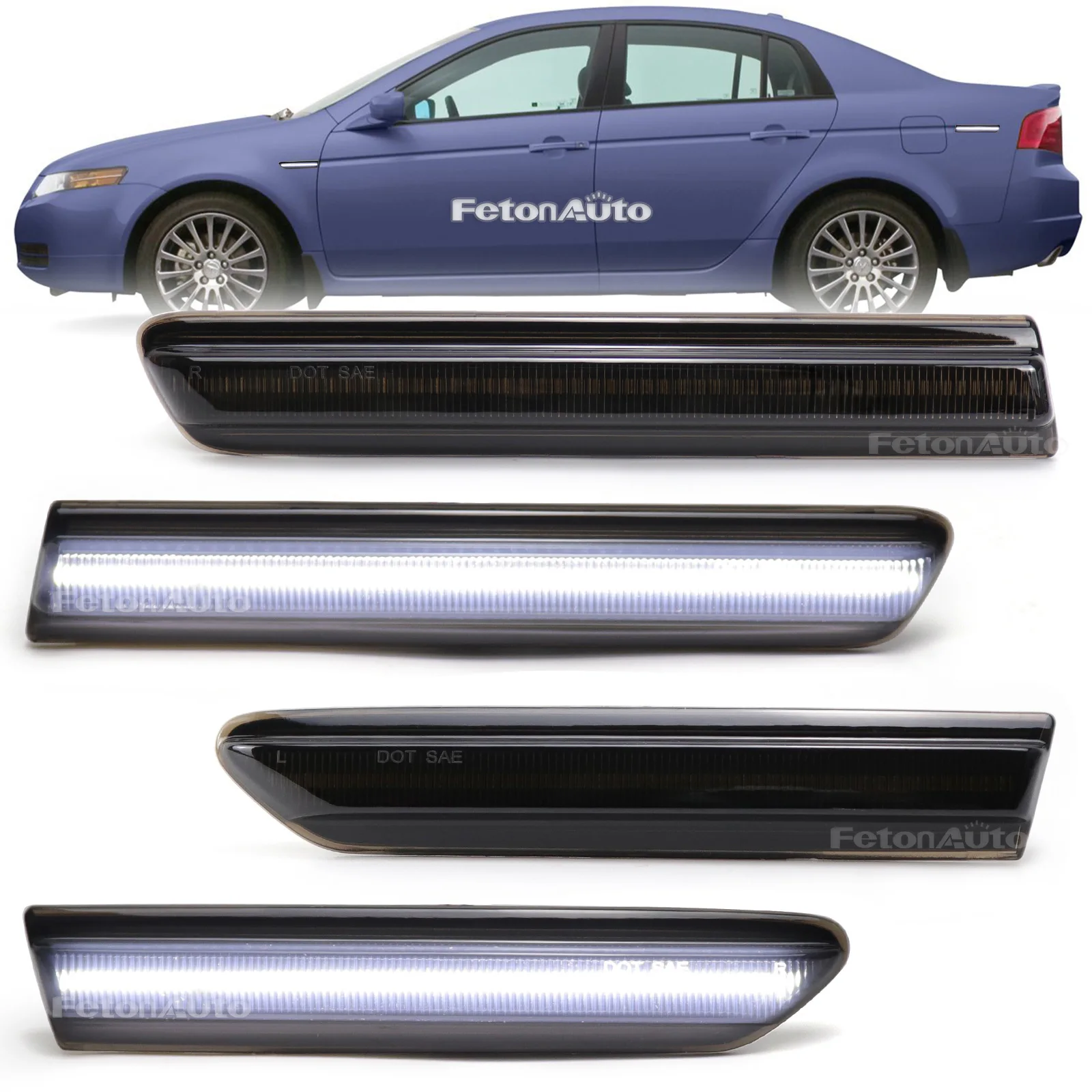 Rear/Front LED Side Marker Light Side Repeater Lamp Turn Signal Light LED Panel Lamp  For 2004 2005 2006 2007 2008 Acura TL