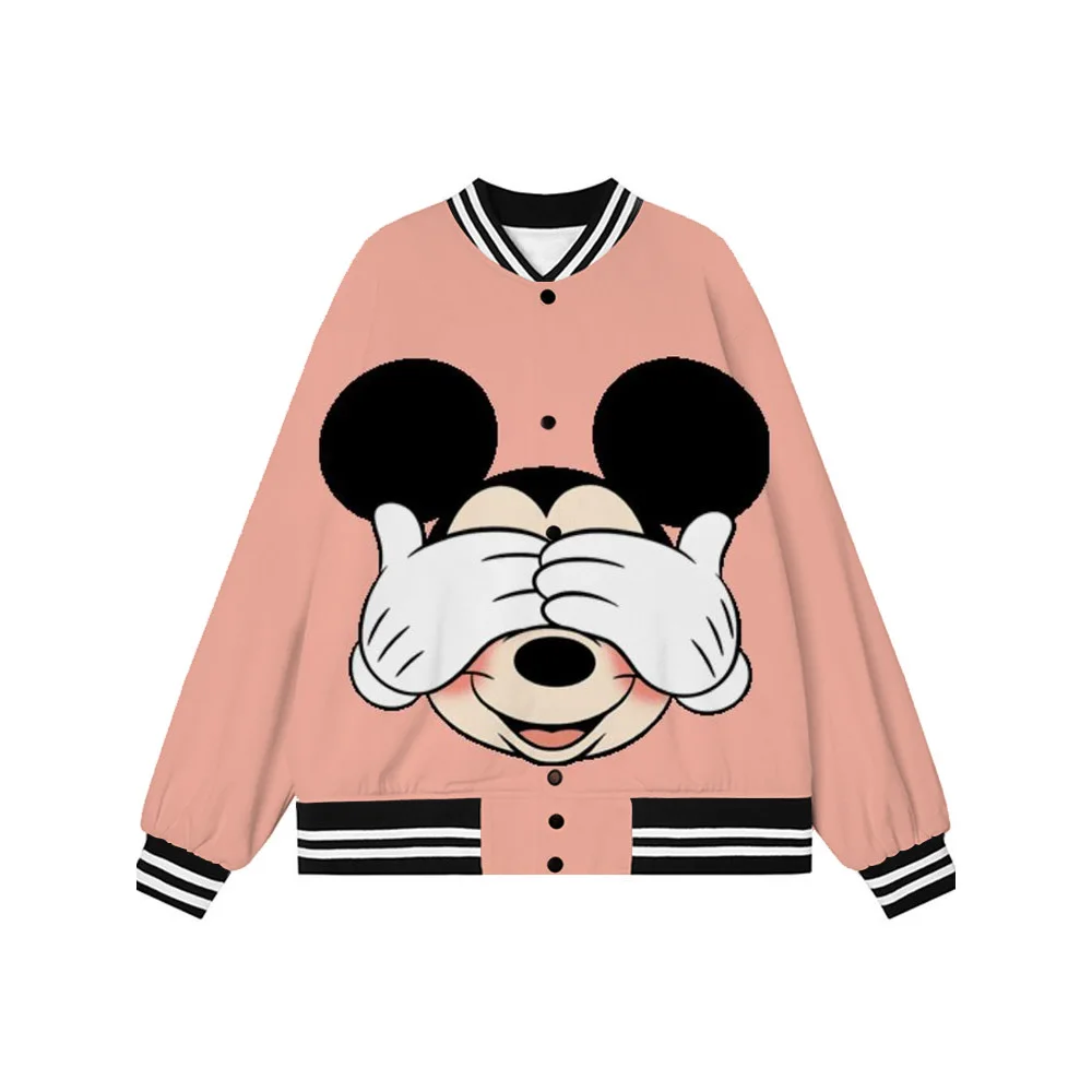 

Disney Mickey and Minnie Baseball Uniforms Women's Hip Hop Streetwear Harajuku Casual Women's College Tops