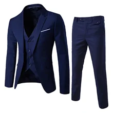 Costume Slim 3 pièces pour hommes, veste Business de mariage, veste de soirée, gilet pantalon, veste Blazer, à la mode, automne 2022  (4)