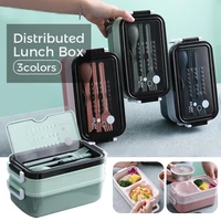 304 stainless steel lunch box bento box student office worker 2 layers microwave heating tableware picnic food storage container