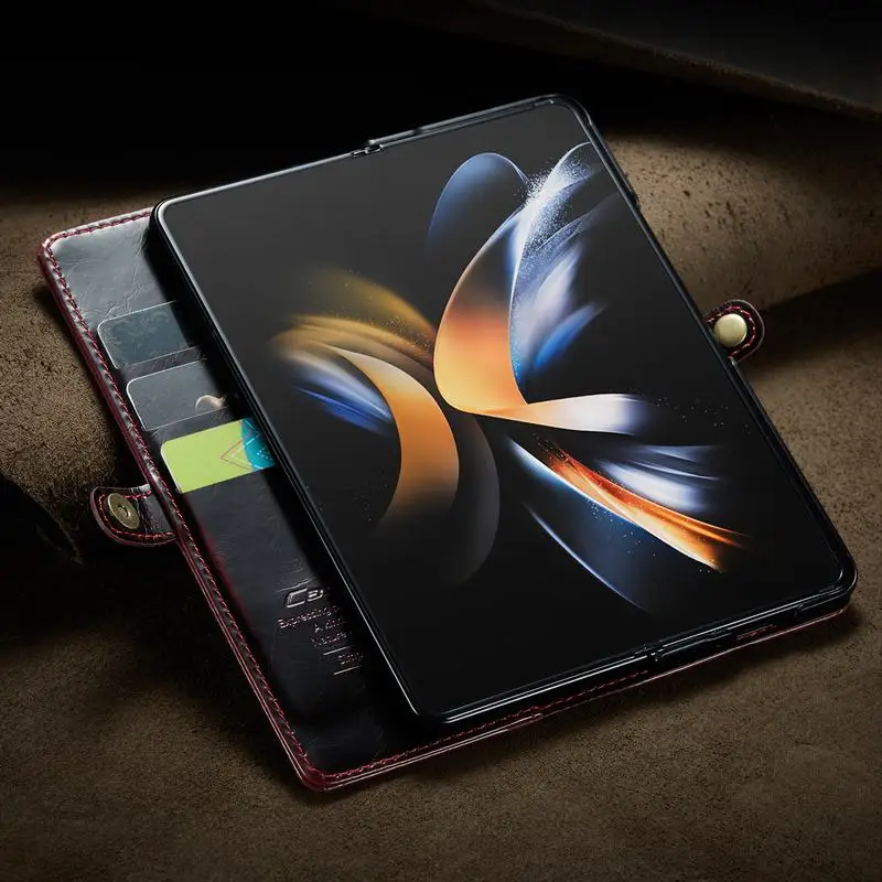 Najtaniej Skórzany Pokrowiec Do Samsung Galaxy Fold 4 Pokrowiec Magnetyczny Portfel Gniazda Kart Biznesowy, Odporny Na Wstrząsy Regał Do Etui Galaxy Z Fold 4