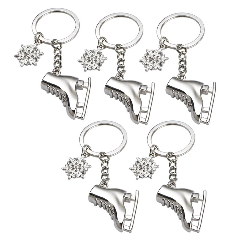 

5 Pack Ice Skates Snowflake Keychain Gift 3D Skating Skate Shoe Key Ring For Winter Gift