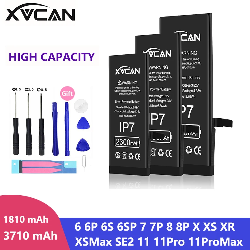 

XVCAN Original High Capacity Upgrade Battery For iPhone 6 6S 7 8 Plus X XR SE2 Xs 11 Pro Max Bateria Replacement Phone Batterie