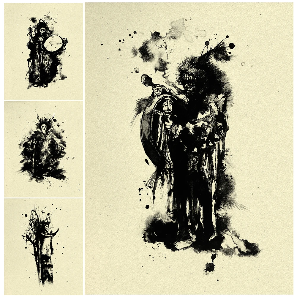 

European Folklore Shaman Witch Mystical Artwork Wall Art Canvas Painting Dark Witchy Magic Fantasy Art Poster Print Home Decor
