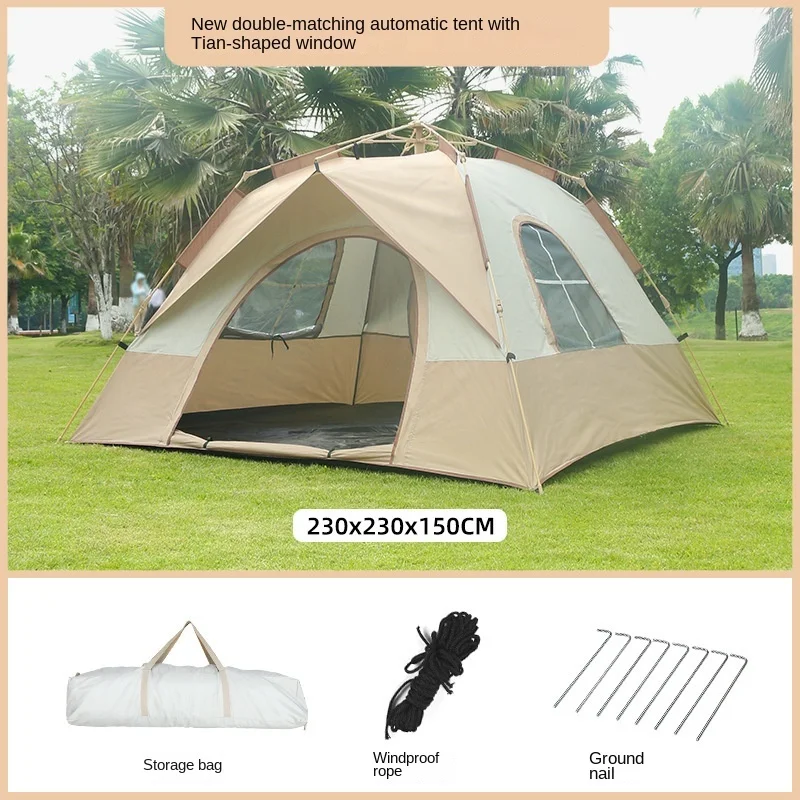 

4-6People Tent Outdoor Portable Folding Fully Automatic Camping park Beach Quick Opening Campings Adhesive Thickened Rainproof