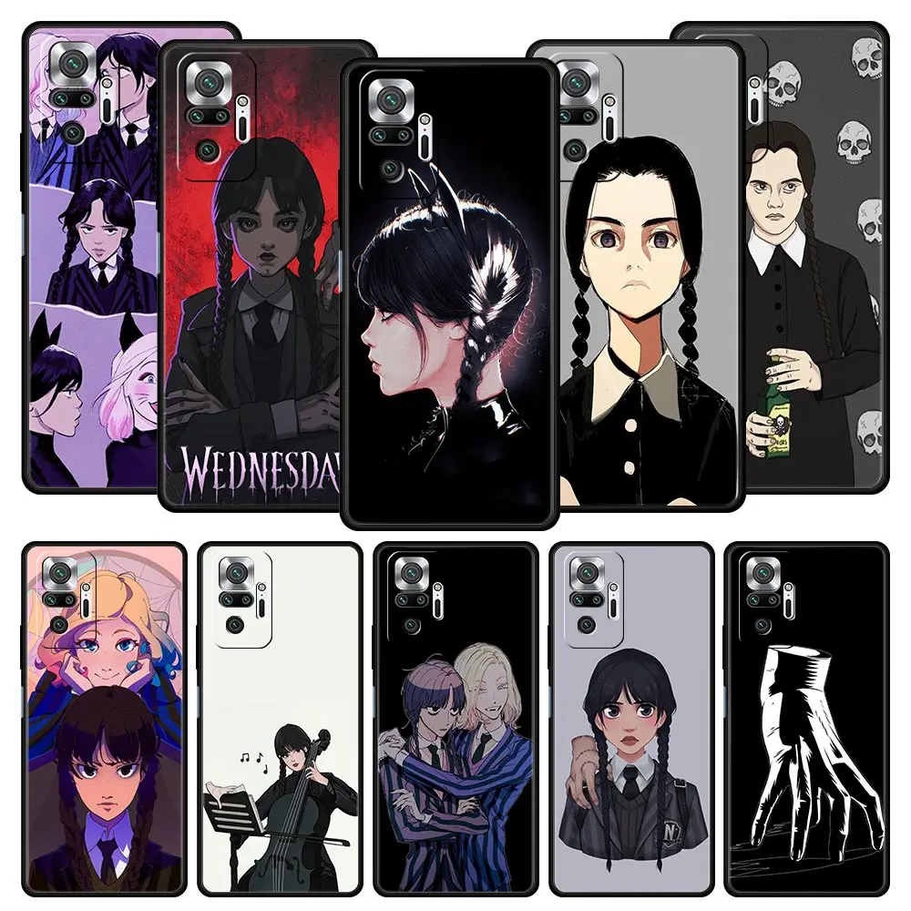 

Silicone Phone Case For Xiaomi Redmi Note 12 10 11 9 8 Pro Plus 9S 7 8T 9T 9A 8A 9C K40 Gaming Cover Bumper Wednesday Cartoon