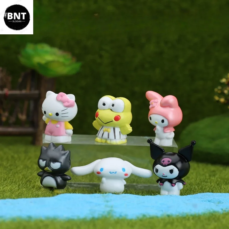 Фото 6 шт., декоративные куклы, аниме фигурки Kuromi Cinnamoroll Q, фигурные украшения для торта, модель, детские подарки на день рождения №2