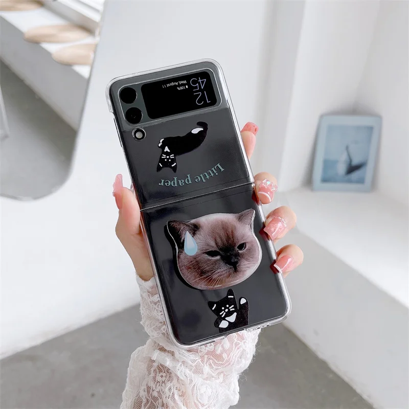 Чехол-подставка для телефона с милым мультяшным котом Samsung Galaxy Z флип-чехол 3 дюйма