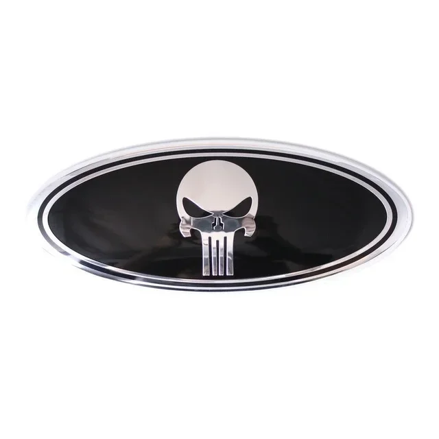 

3D 7-дюймовый овальный логотип в виде черепа, значок на заднюю дверь автомобиля, Эмблема для F150 F250