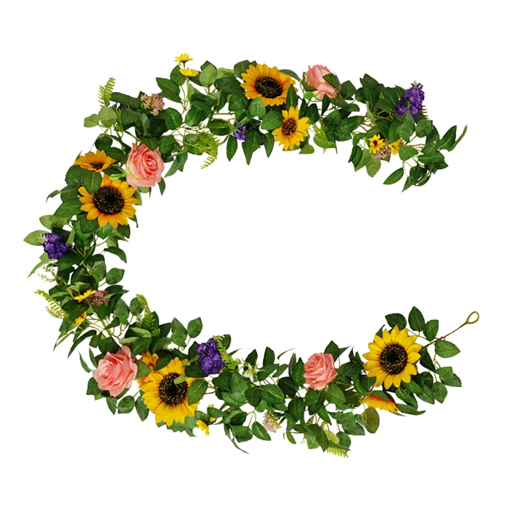 

Artificial Garland Fake Sunflower Sunflowers Vine Foliage Flowers Leaves Hanging Wedding Silk Garlands Table