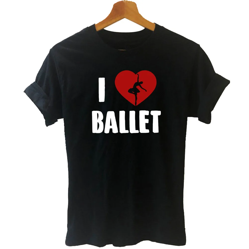 

I Love Ballet Dance Print Graphic Women Tshirts Cotton Casual Funny T Shirt for Lady Yong Girl Top Tee Black White