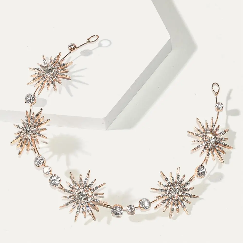 

Luxury Bridal Hair Jewelry Star Headpieces Crown Rhinestones Crystal Headbands Tiaras Brides Women Headwear Wedding Accessories