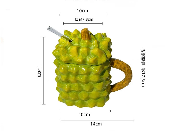 Кружка в виде ананаса керамическая креативная ручная роспись зеленая дурианская