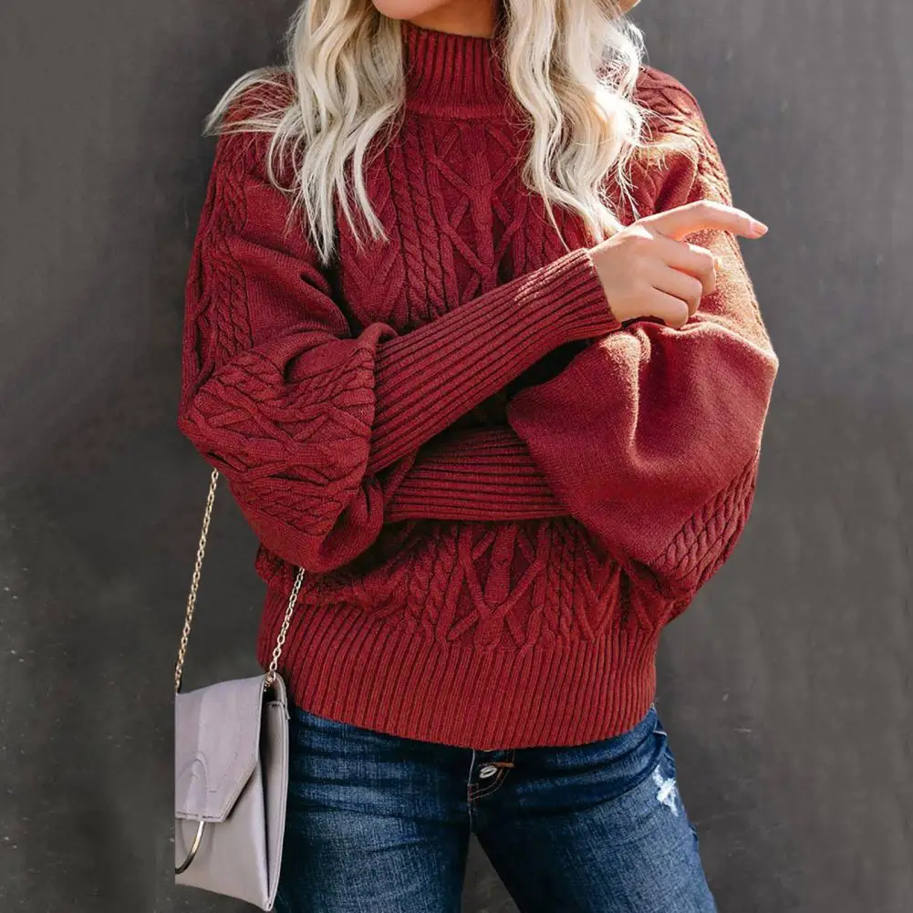 

Trendy Winter Sweater Stretchy Sweater Jumper O-Neck Autumn Winter Solid Color Loose Warm Pullover Sweater Coldproof