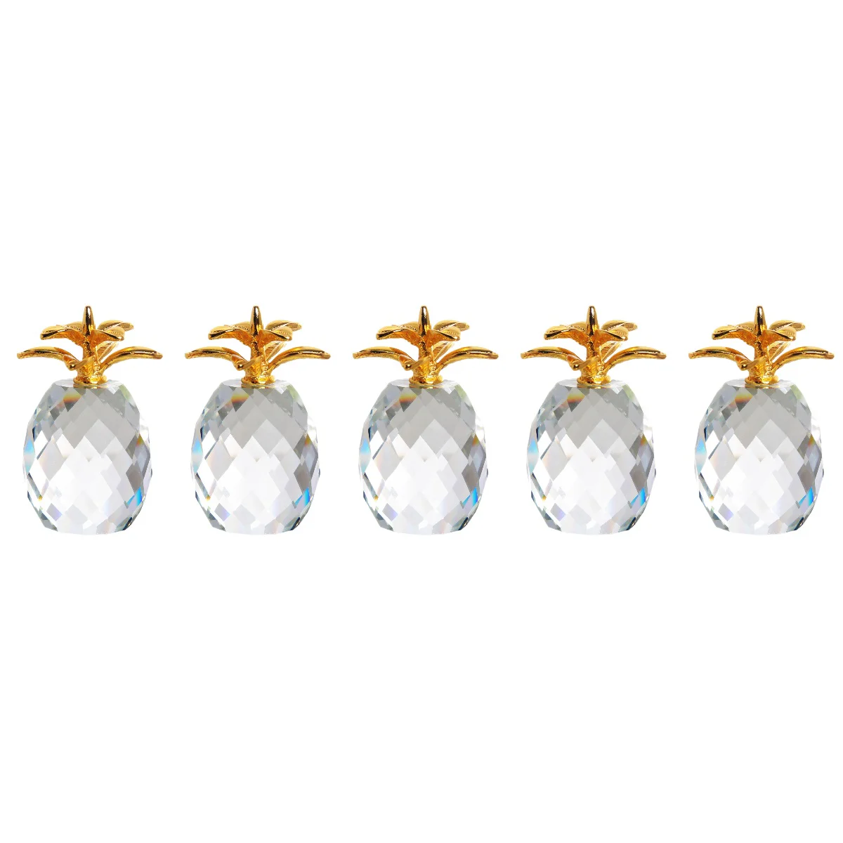 

5pcs Pineapple Statue Living Room Tabletop Golden Leaf Pineapple Ornament