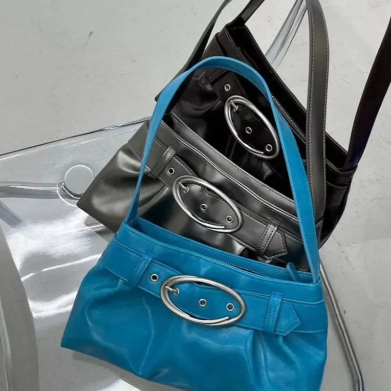 

Women Solid Color Shoulder Bags Female Soft Pu Leather Bucket Bag Office Ladies Work Bag Underarm Bags Girls Travel Bag