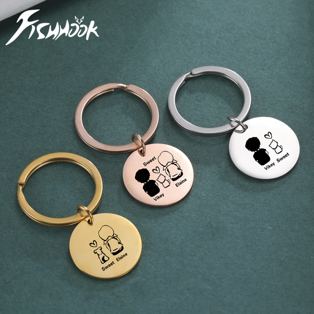 Fishhook Персонализированный брелок с гравировкой имени на заказ кольцо для ключей