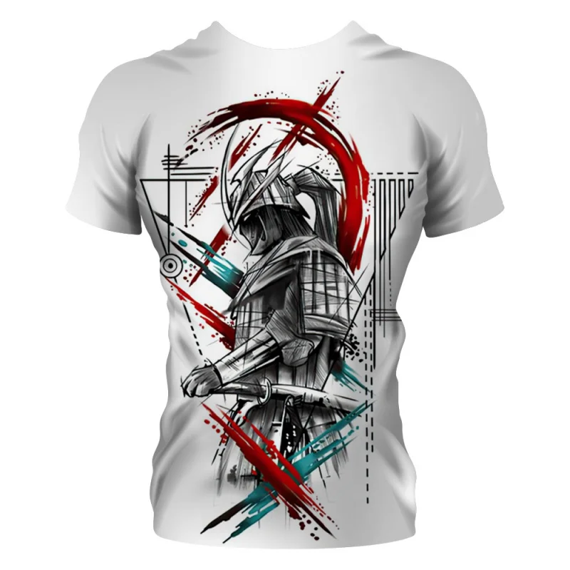 

Anime Graphic Men's T-Shirt Japanese Oni Samurai Print Short Sleeve Tops Sportswear Oversized Shirt Training Tees Men Clothing