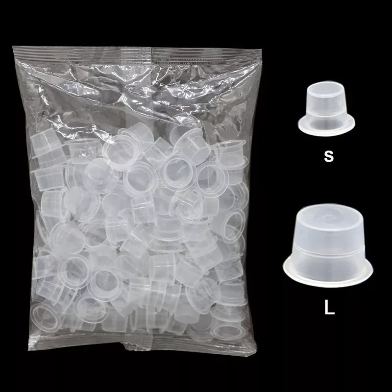 

S/L Plastic Disposable Microblading Tattoo Ink Cups Permanent Makeup Pigment Clear Holder Container Cap Tattoo Accessory