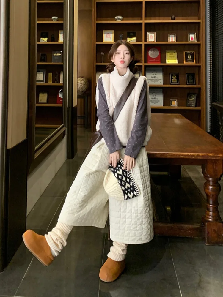 Абрикосовая водолазка из овечьей шерсти женский жилет 2024 новый зимний уличный