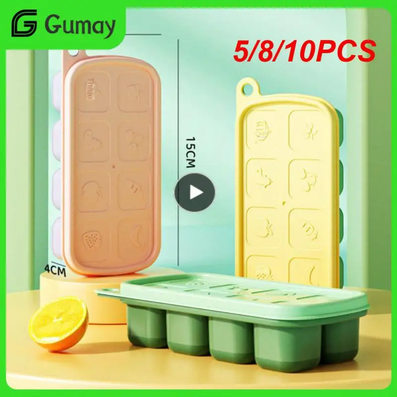 

5/8/10PCS Creative Ice Block Mold Easy To Fall Off Ice Box Internet Red With Lid Ice Maker Kitchen Tools Accessories