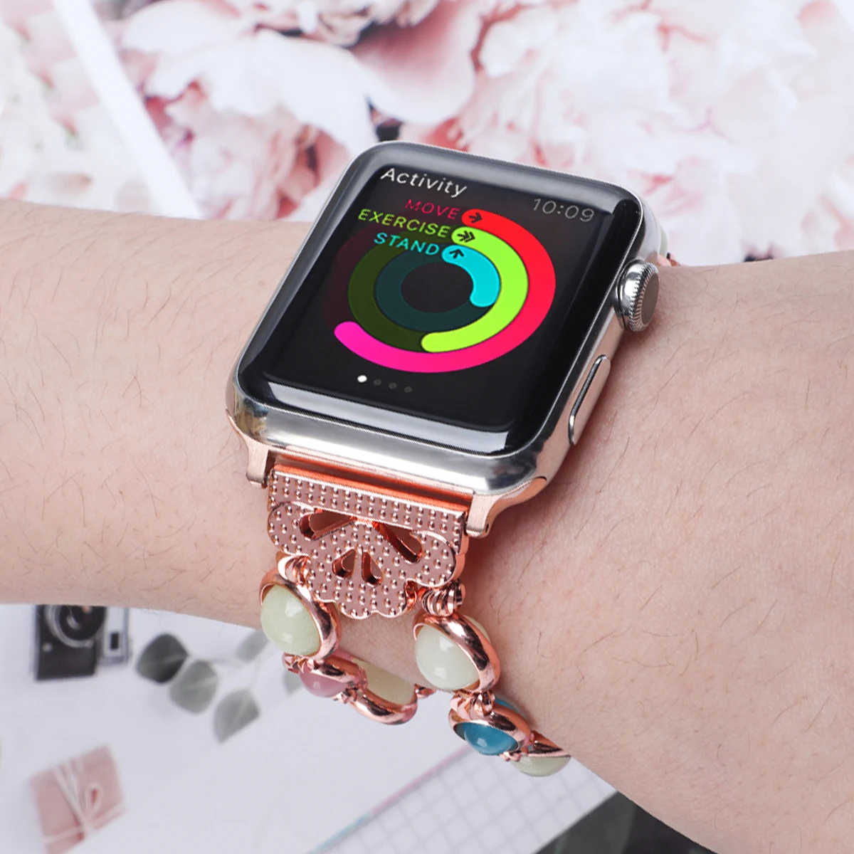 Фото Светящийся ремешок для Apple Watch 38/40/41 мм 42/44/45 мм серия 7 6 5 4 SE 3 Регулируемый Женский браслет для iWa №5