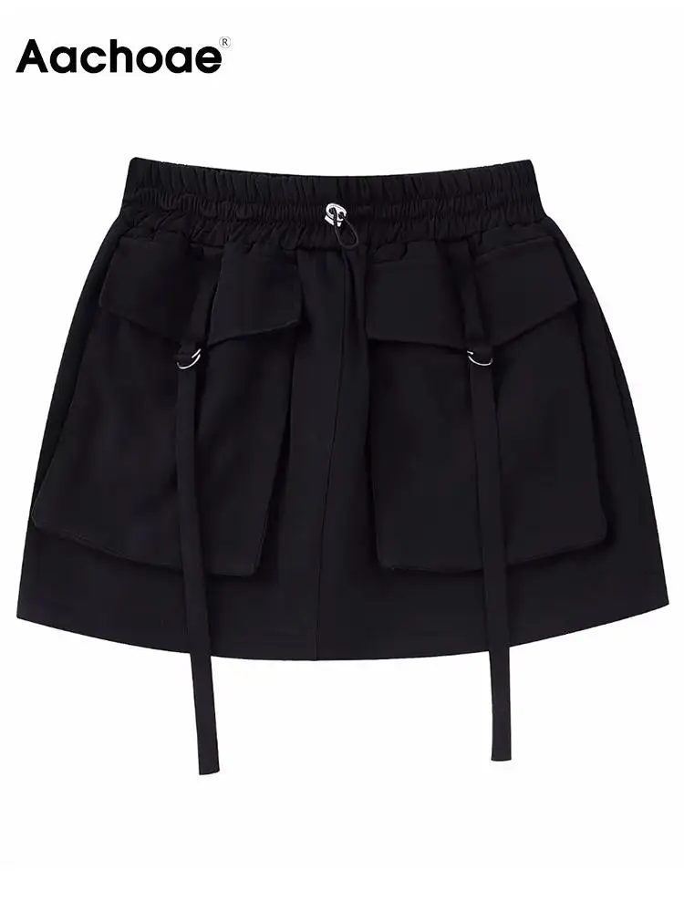 

Aachoae Women Fashion Solid Color Shorts Casual Elastic Waist Shorts Ladies Chic High Waits Bottoms Mujer Pantalons