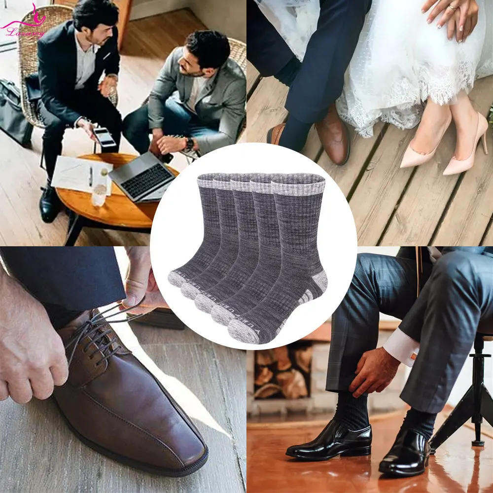 LAZAWG Men's Cotton Athletic Crew Socks Thermal Warm Crew Winter Boot Sock for Man Sports Hiking Trekking Socks Warm Keeping