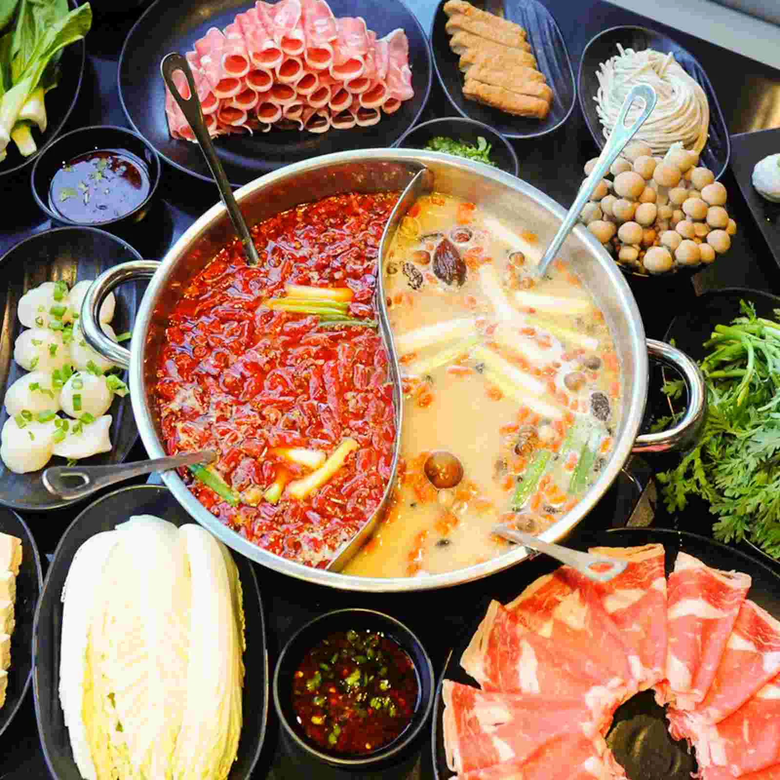 Сковорода из нержавеющей стали горшок-мандаринка крышка Шабу горячая с