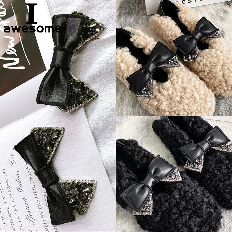 

DIY Rhinestone Black Bowtie bow-knot Bridal Wedding Party Shoes Accessories For high Heels Flats Slipper Shoe Decorations flower